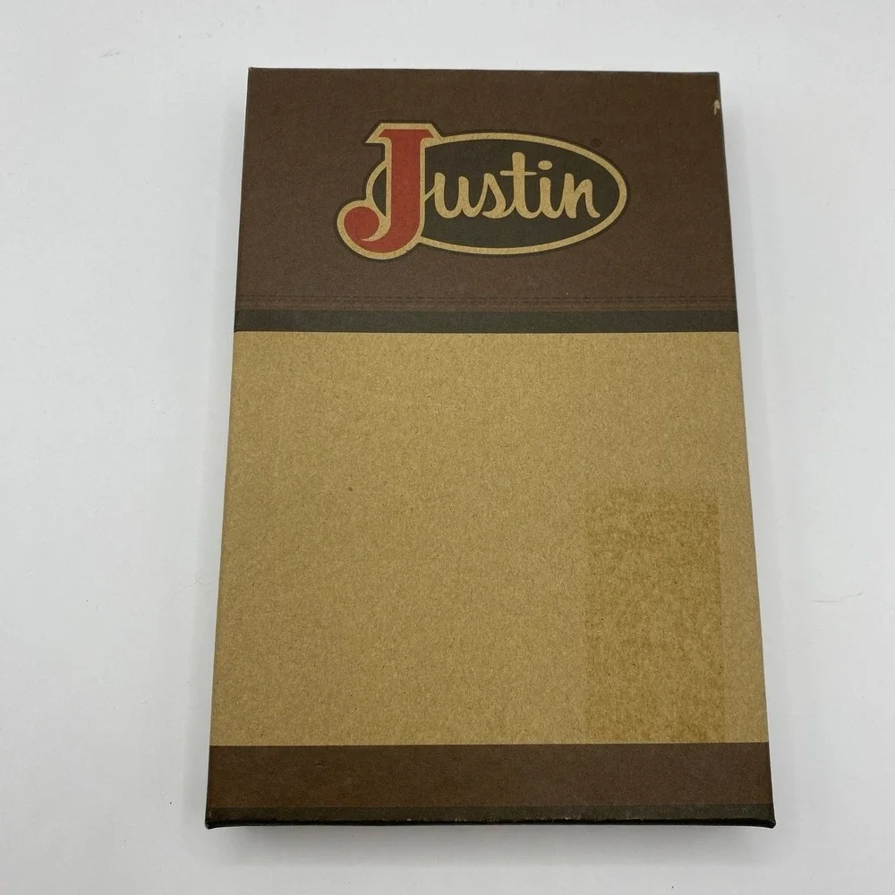 Justin Mens RFID Low Profile Bifold Wallet Brown Leather Rodeo Western NIB